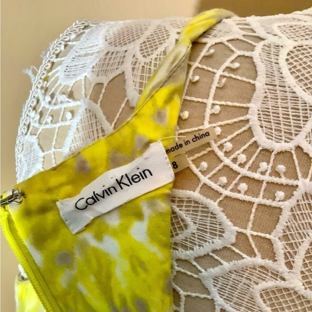CALVIN KLEIN YELLOW AND LAVENDER HALTER‎ DRESS SZ 8